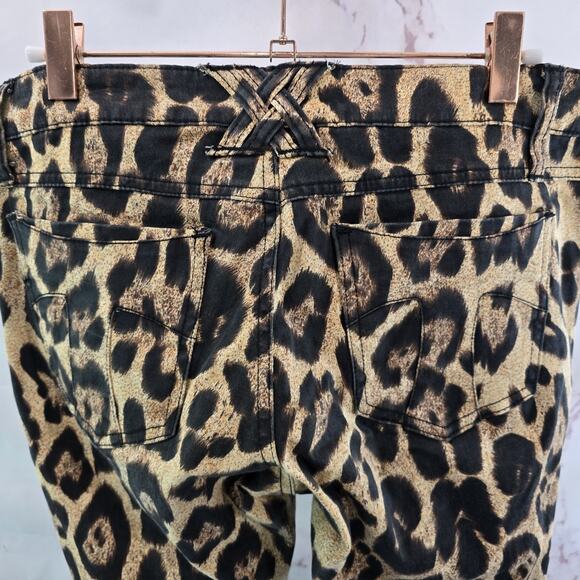 Tripp NYC Pants Womens 7 Leopard Cheetah Skinny Y2K Daang Goodman Goth Scene - Picture 6 of 12